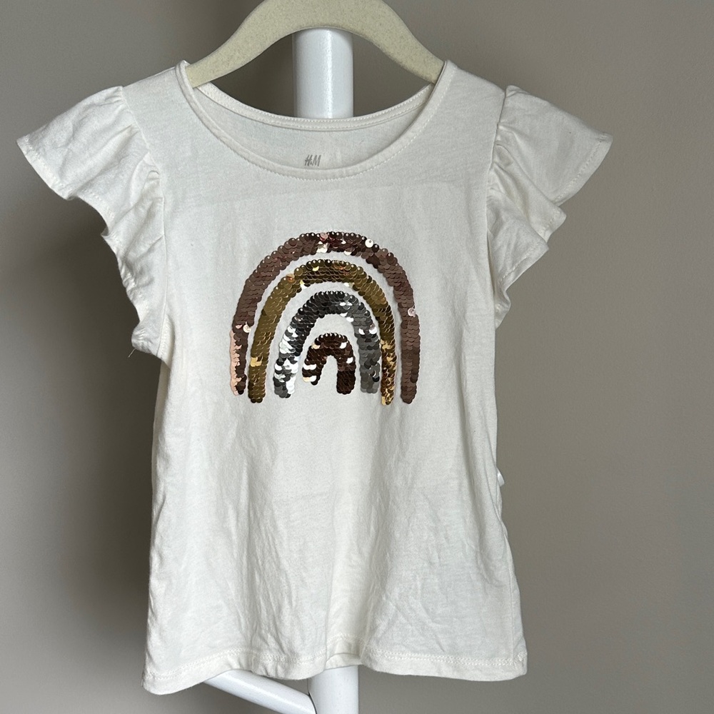 H&M Rainbow Flip Sequins Ruffle Tank Top 4T